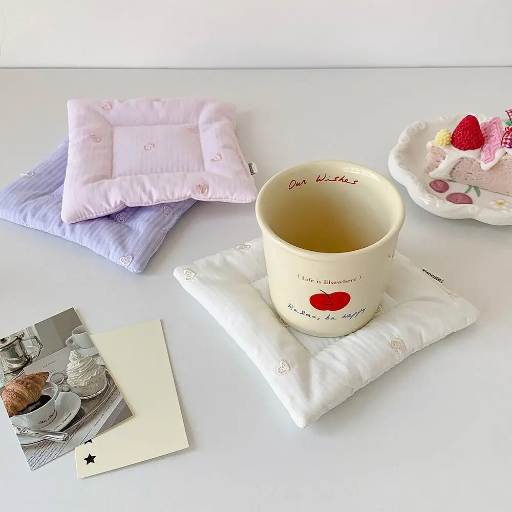 

Милые многоцветные квадратные подставки ручной работы из хлопка, теплоизоляционная подставка, вышивка, украшение для дома, коврик для стола, салфетки