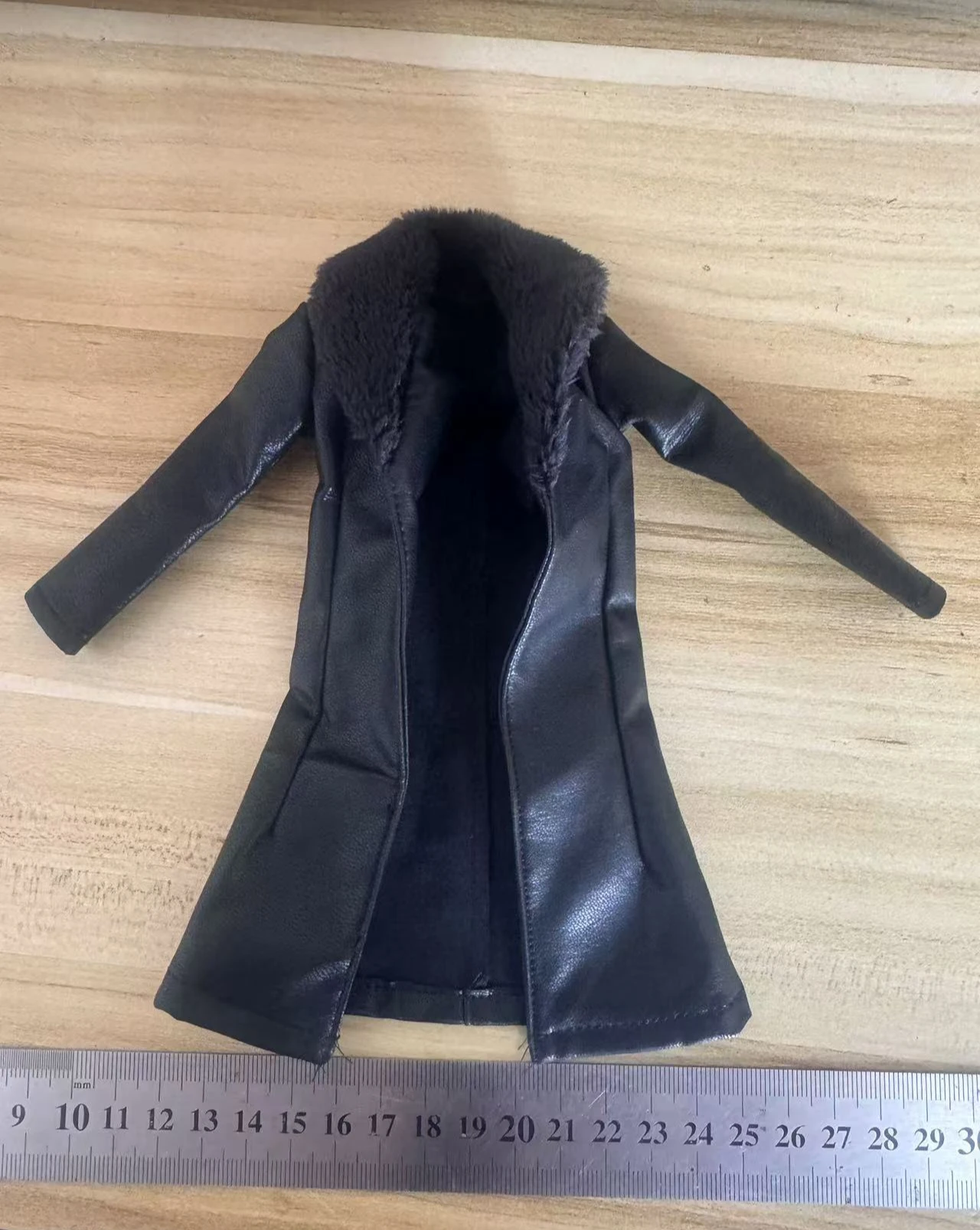 Black 1/6 Scale Man Pu Leather Windbreaker Long Coat Jacket Furry Collar Overcoat Clothes Model for 12in Action Figue Accessory