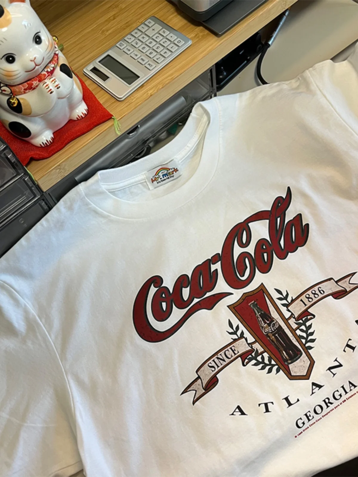 Pure Cotton Coca-Cola Short Sleeve T-Shirt Unisex Summer Large Size Casual Top round Neck Print Loose Fit American Style