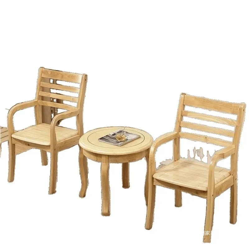 DSA solid wood small coffee table chair three-piece Nordic bedroom one round table with two chairs balcony table and chairs