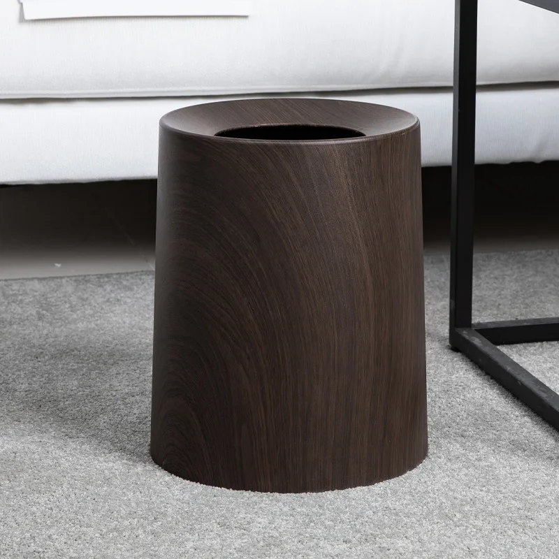 Light Luxury Lidless Hidden Garbage Bag Classification Conical Wastebasket Bedroom Bathroom Wood Grain Trash Can