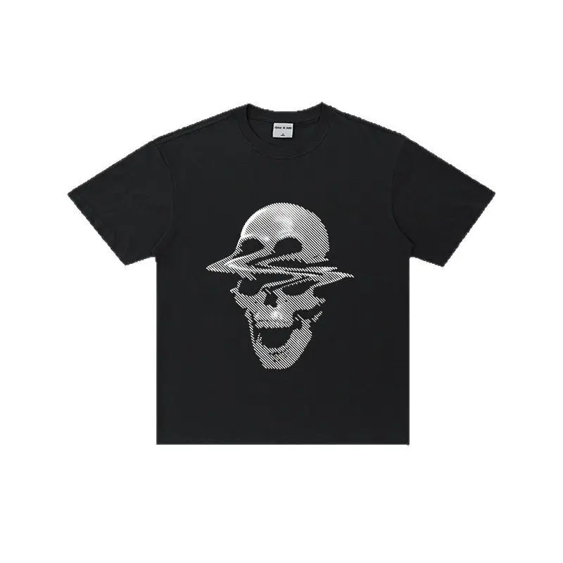 

Новая модная мужская футболка 2026 года с графическим принтом «Череп», уличный стиль, повседневная, высококачественная, с коротким рукавом, свободного кроя, дышащая