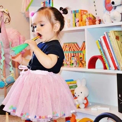 Baby girl skirt, cute little short tutu dress  colorful balls gown pink skirt