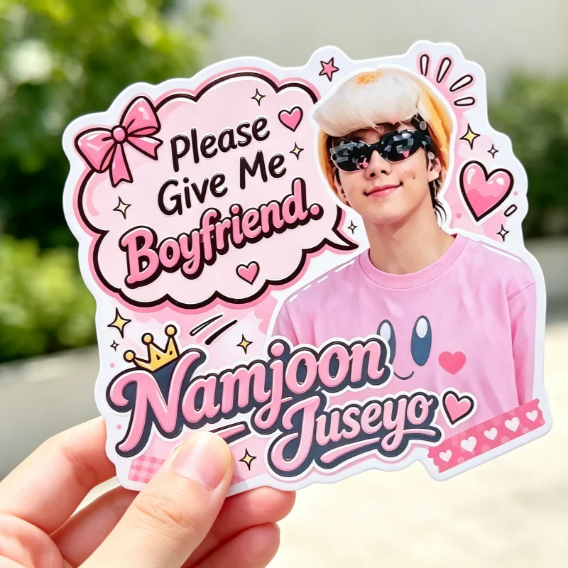 Namjoon Juseyo Sticker K-Pop Fan Art Cute Pink Glitter Please Give Me Boyfriend Cosplay Accessories Laptop Bottle Decor Gift