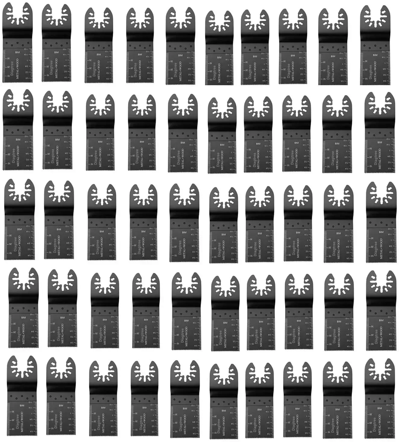 

50-Pack Bi-Metal Oscillating Tool Blades, Quick Release Saw Blades for Multi-Tools, Cuts Wood, Metal, PVC