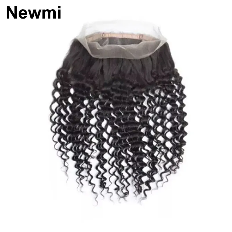 Cabelo Humano Onda Profunda Newmi, 360 Lace Frontal Only, Laço Transparente, Pré Arrebada, Linha Fina Natural