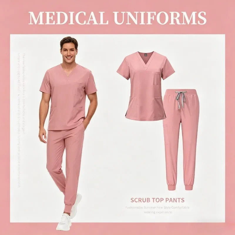 Pet Hospital Work Scrub Set Scrub Uniform Top+Pants Work Uniform Nurse Set Beauty Skin SPA Center Care Brushing Uniform