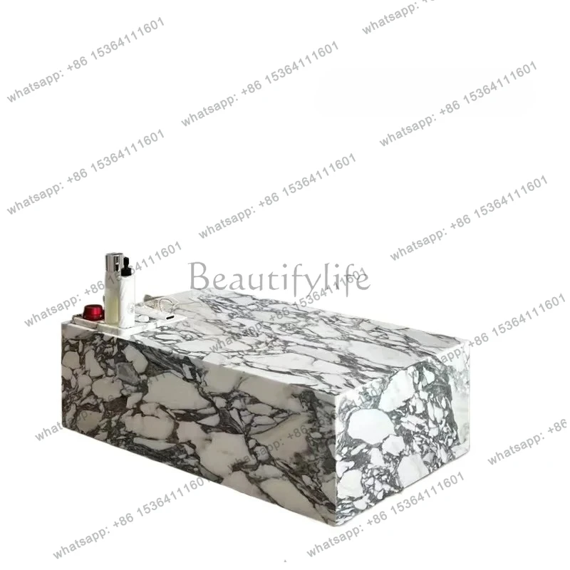 yj9 Tavolino en marmo natural soggiorno leggero luxo grande fiore bianco scatola quadrata en pietra di lusso