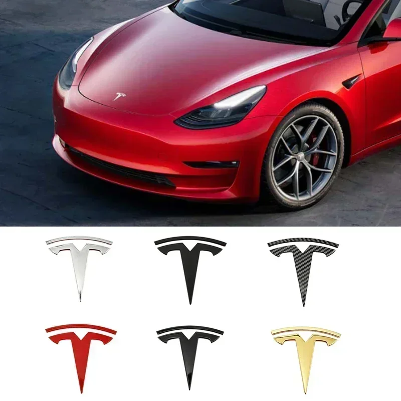 ABS Car Front Head Hood Badge Rear Trunk 3D Sticker Emblem for Tesla Model 3 Model Y Replacement Decoration Accessories