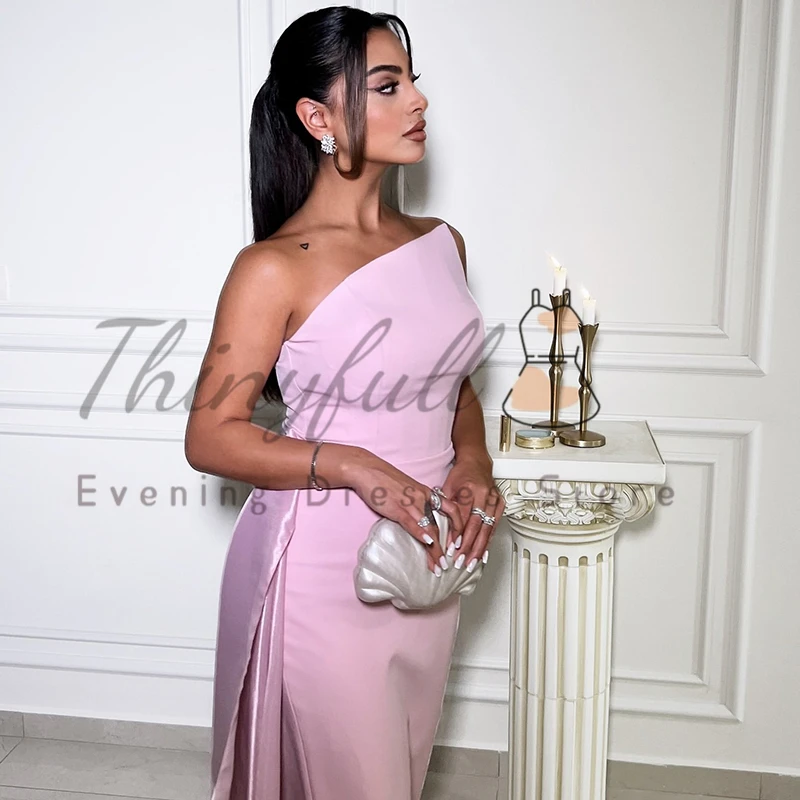 Thinyfull Sexy Mermaid Prom Evening Dresses Strapless Sleeveless Tea Length Party Dress 2026 Night Cocktail Prom Gown Customized
