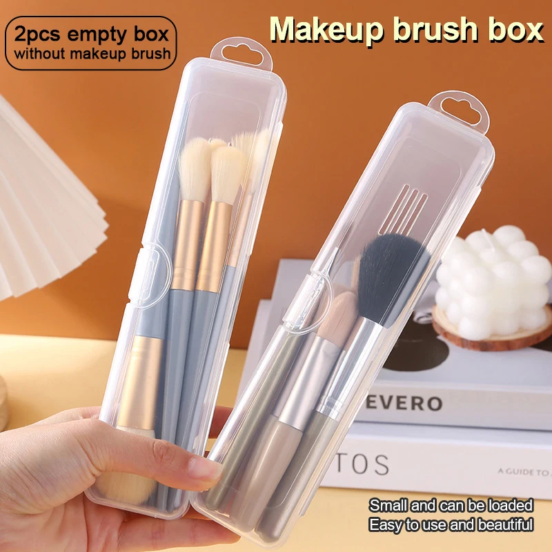 

2pcs Portable Makeup Brush Organizer Eyebrow Pencil Tableware Chopsticks Transparent With Cover Storage Box Kitchen Accessories