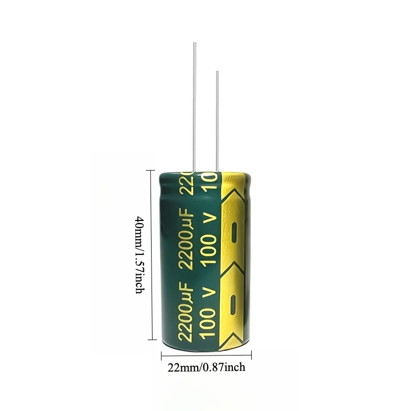 5pcs 100V 2200uF Electrolytic Capacitor High Frequency Low ESR Long Life 22x40mm for Power Amplifier