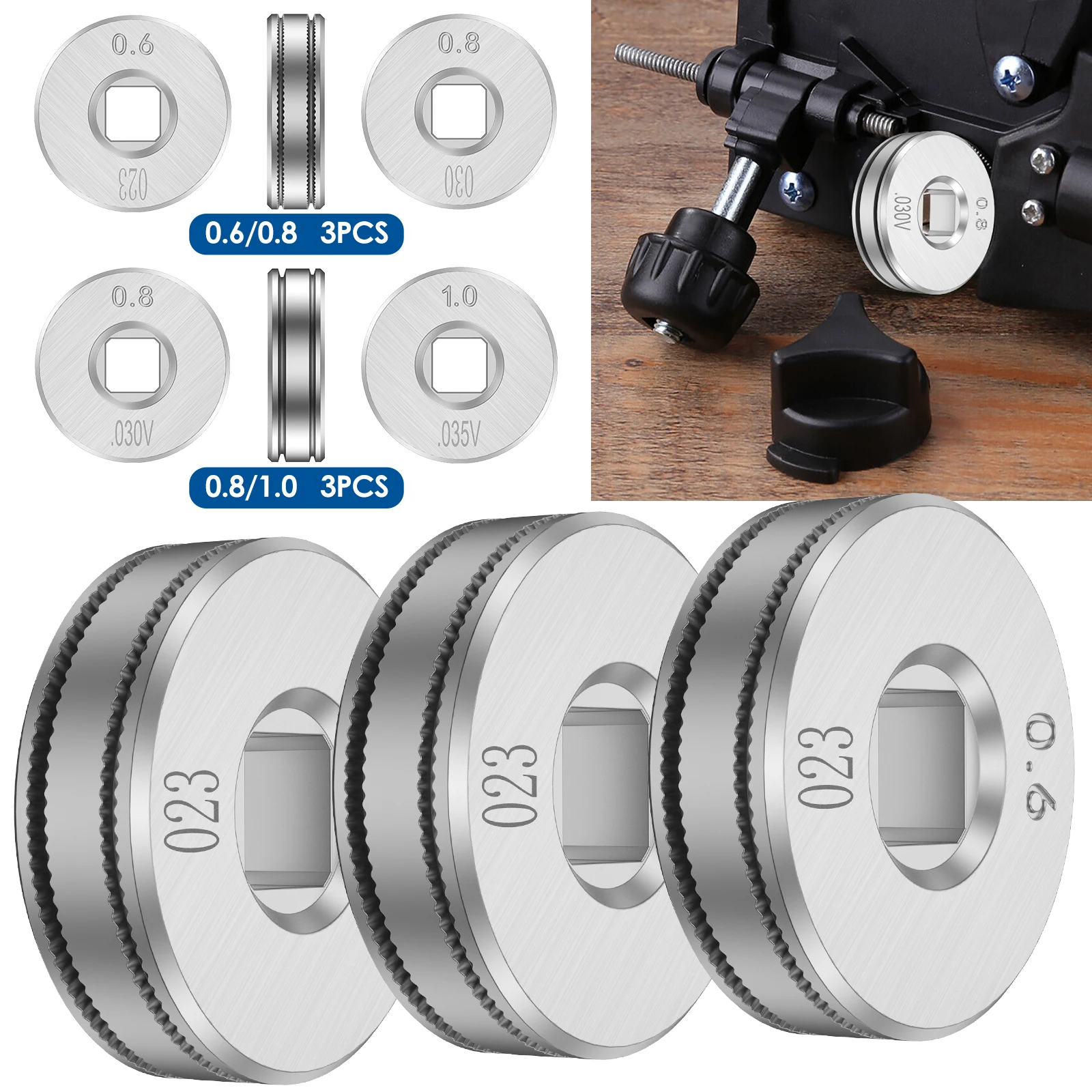 3Pcs Stainless Steel Wire Feed Drive Roller Knurled Groove Wire Roll Wheel Welding Line Feeding Roll Replacements for MIG Welder
