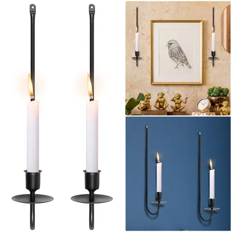 Mental Iron Wall Candle Holder L Shape Wall Pillar Candle Holders for Wedding Anniversary, Home Living Room Hotel Decoration