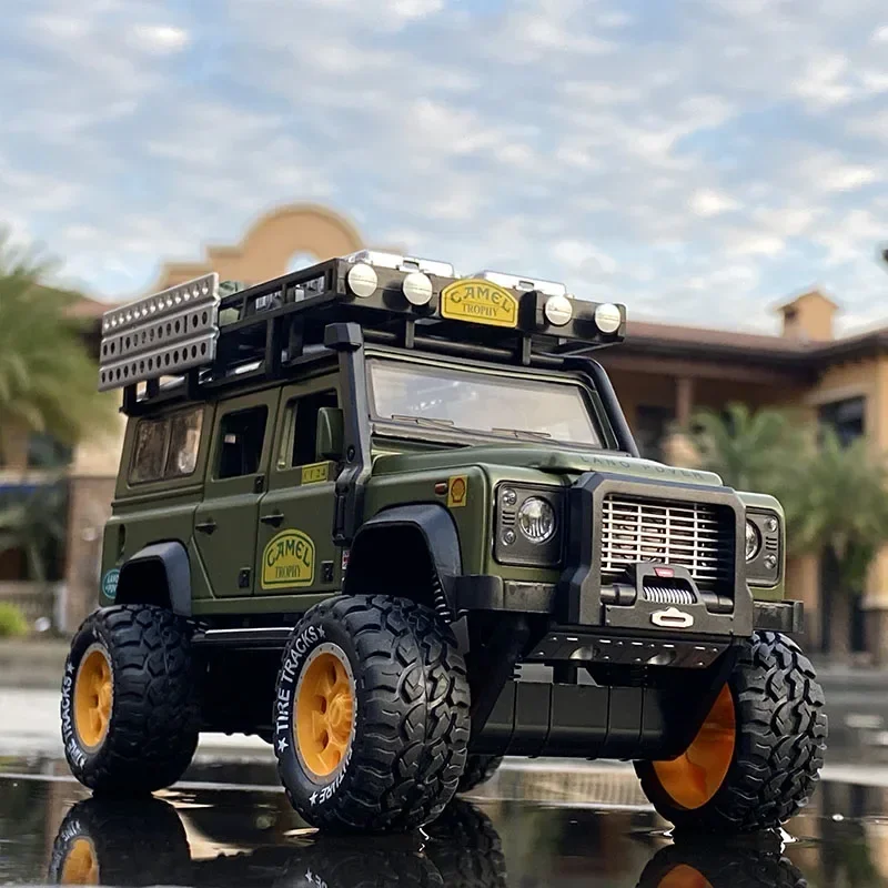 1:28 Camel Cup Land Rover Defender Alloy Racing Car Model Diecasts & Toy Metal Toy Off-road Vehicles Model Collection Gift