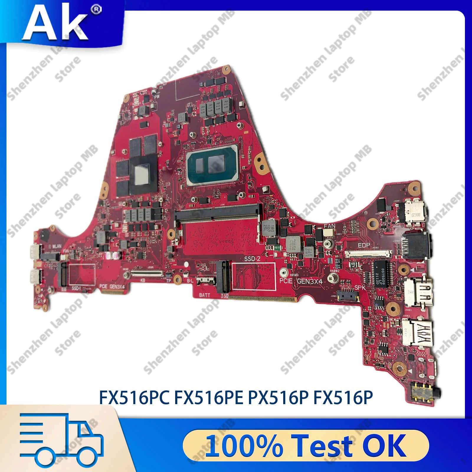 FX516PC Laptop Motherboard For ASUS TUF Gaming TUF516PE FX516PE FX516P FX516PEZ FX516P Mainboard With 11th Gen I5 I7 CPU RTX3050