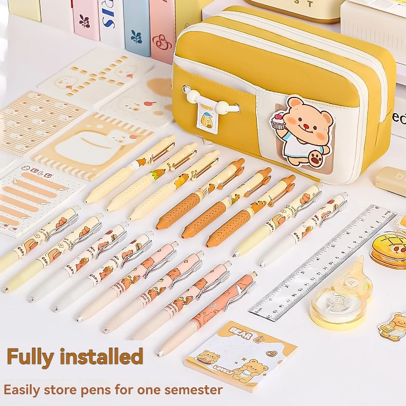 Uroczy piórnik w kształcie sera o wysokiej estetyce, niszowy, o dużej pojemności, w stylu Ins, wielowarstwowy piórnik na artykuły piśmienne dla uczniów szkół podstawowych.