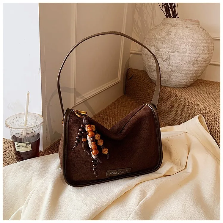 

Retro Women Bag,Suede-Like Faux Leather Elegant Crossbody Shoulder Bag for Work,women's handbag