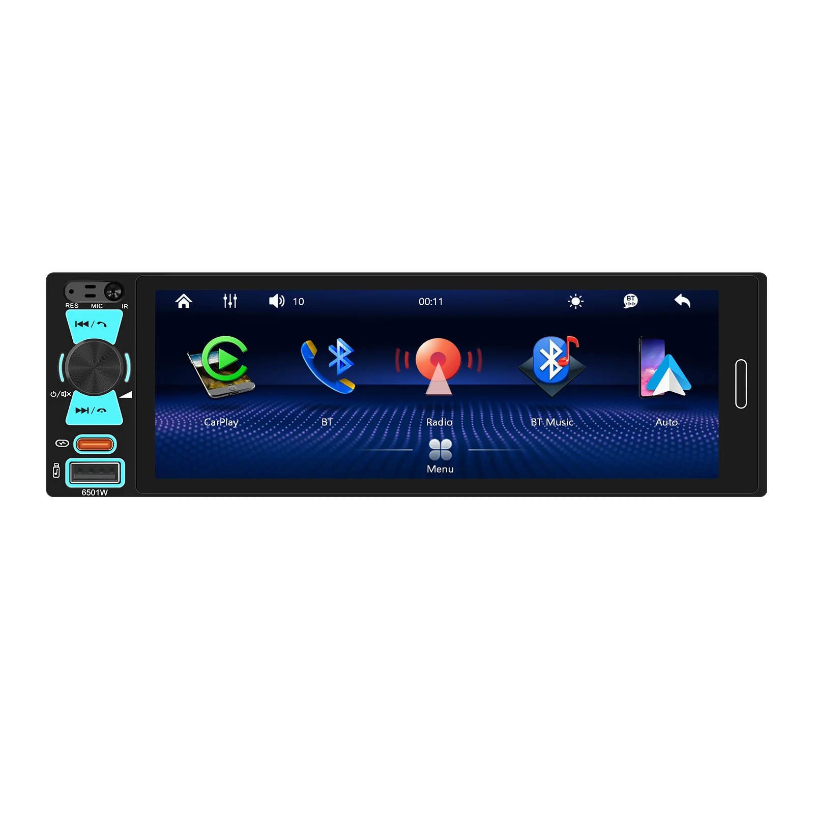 Podofo 1 Din HD Auto MP5 Speler Draadloze Carplay Android Auto 6.5 Inch Multimedia Speler MirrorLink Auto Intelligent Systeem BT FM - afbeelding 2