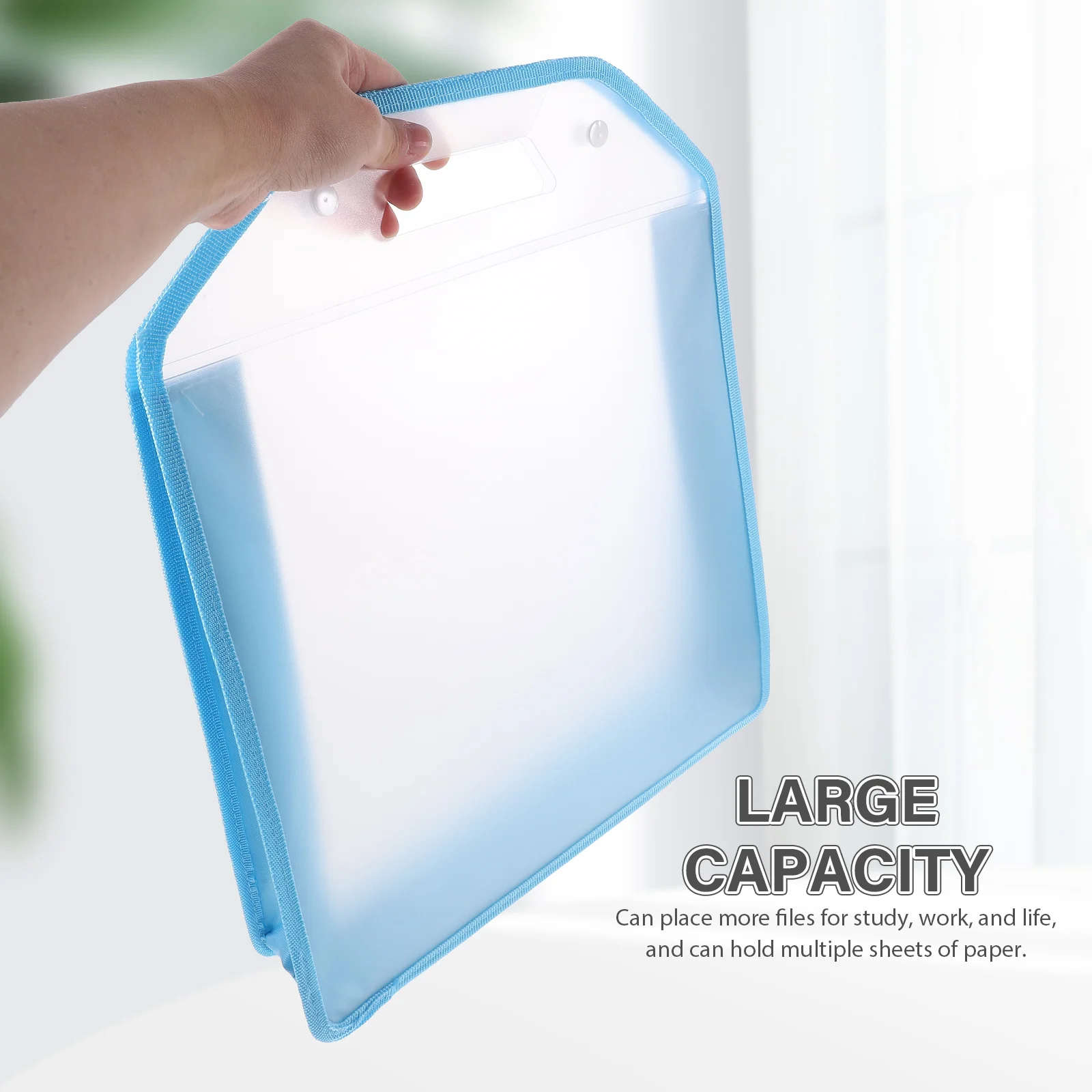 

Storage Bag Oxford Fabric File Documents Plastic Pouches Button Sky-blue Cloth Paper Holder