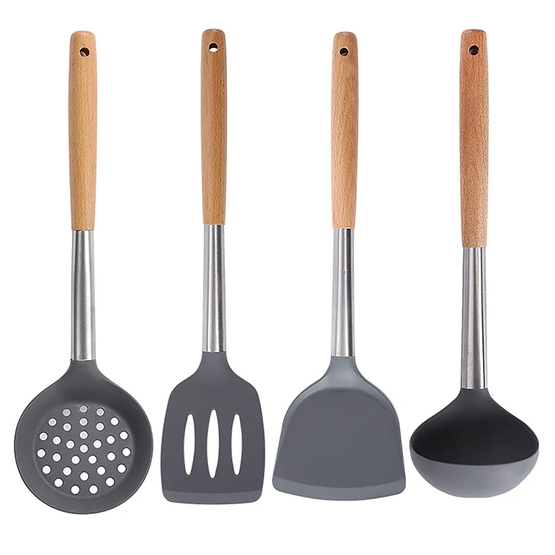 Silicone Cooking Utensil Set Heat Resistant Non Stick Cookware Spatula Shovel Kitchenware Measuring Spoons Baking Tool Set