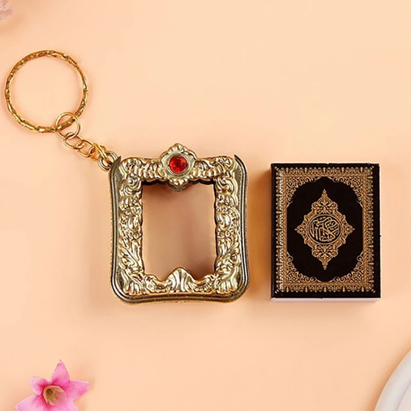 C 1pc new Muslim Islamic Mini Keychains Key Rings For Koran Ark Quran Book Can Read Gift