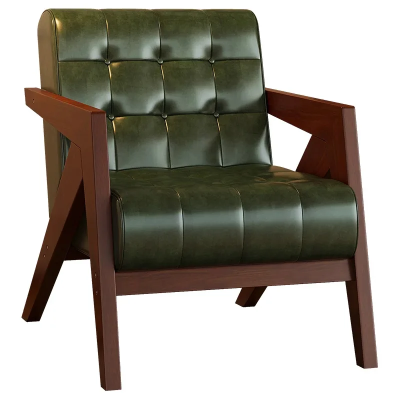 

Medieval Richard Solid Wood Single Sofa Chair B & B Hotel Living Room Balcony Designer Vintage Sofa Single Chair