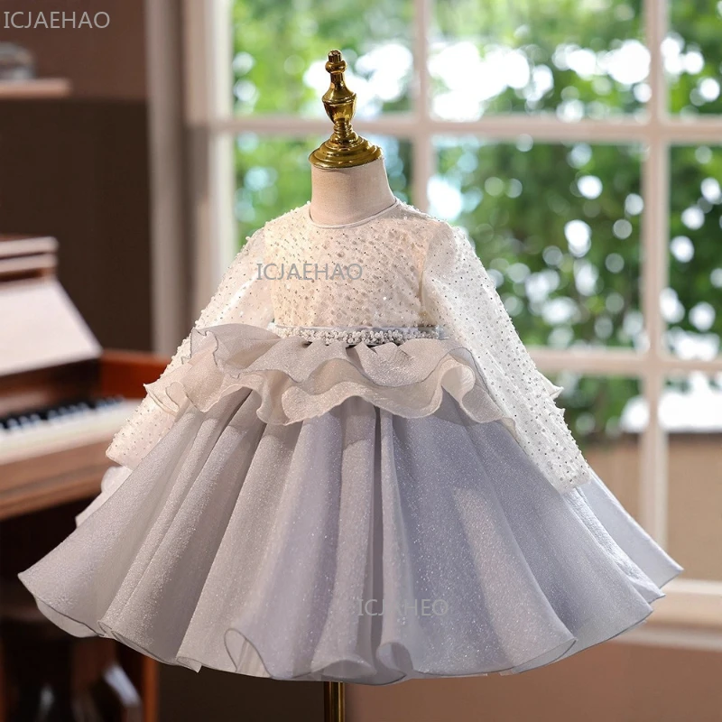 

Новое платье принцессы для девочек, костюм для детского дня рождения, тюлевое платье для выступлений, наряд для конкурсов красоты, детский наряд для девочек-цветочниц, для выступлений на фортепиано