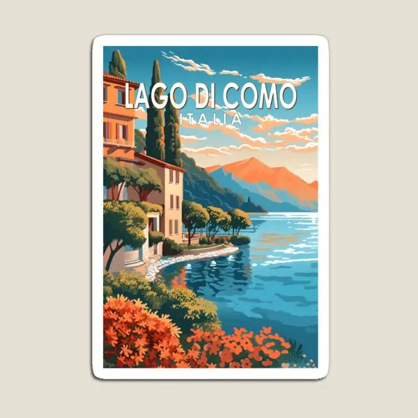 Lago Di Como Italia viaje arte Vintage imán divertido para nevera organizador decoración juguete niños hogar colorido refrigerador