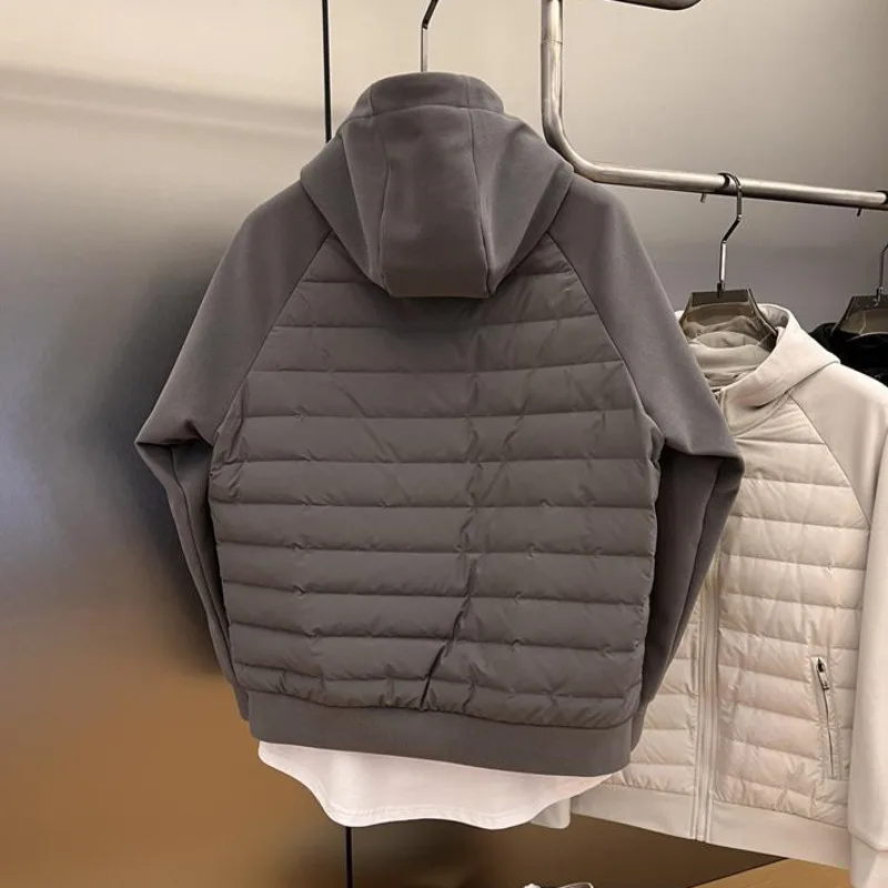 PFHQ-Veste à Capuche en Duvet de Canard Blanc pour Homme, Fermeture Éclair, Patchwork, Épais, Solide, Document At, Combinaison Masculine, Hiver, Nouveau, 21Z7661