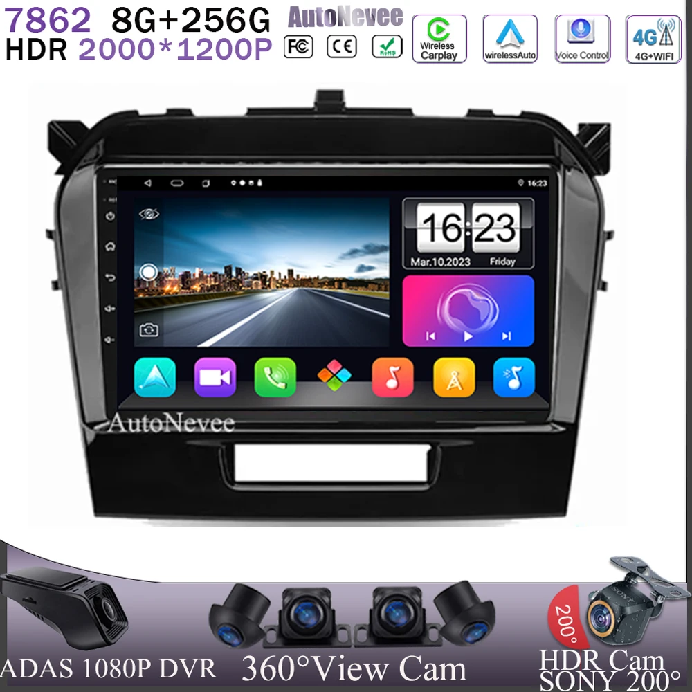 

Car Android 13 For Suzuki Vitara 2017-2020 5G Wifi Touch HDR QLED screen High-Performance CPU Navigation Auto Radio No 2Din DVD