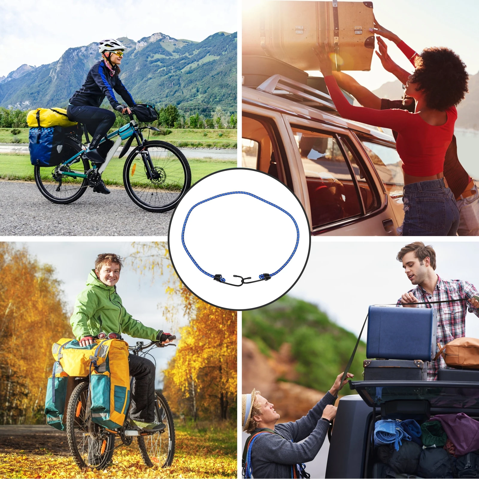 

Bicycle Walking Rope Adjustable Straps with Hooks Bike Luggage Elastic Bungee Cords Cargo Belt