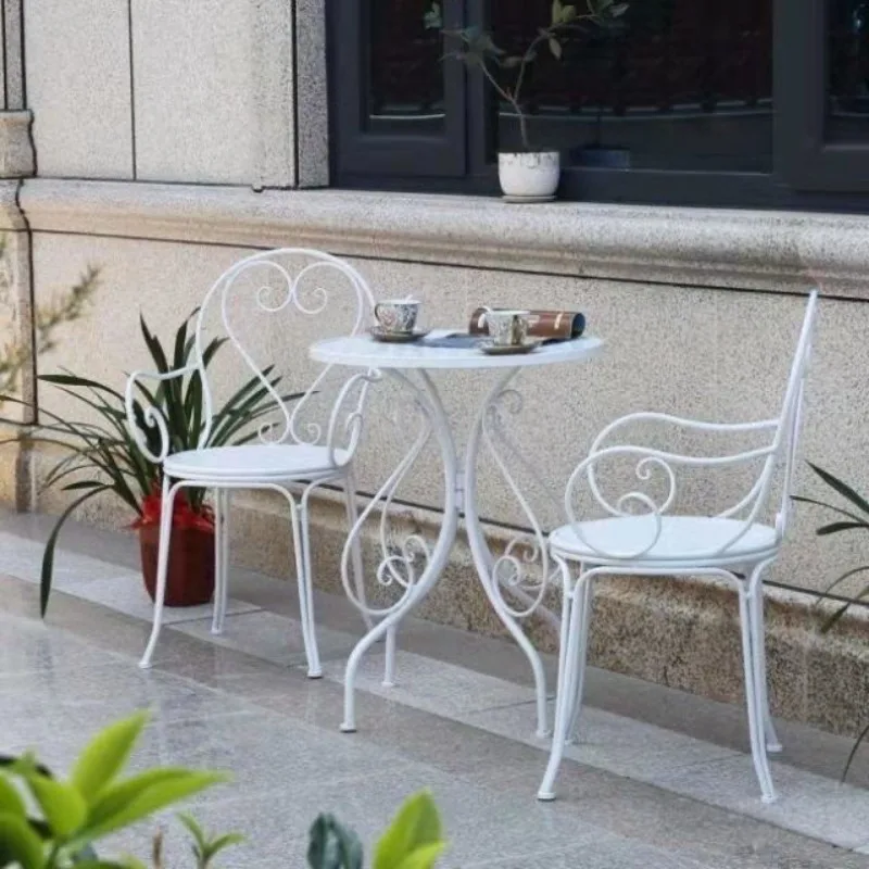 Nordic pastoral wrought iron disassembly table chair combination outdoor courtyard coffee shop leisure small coffee table set