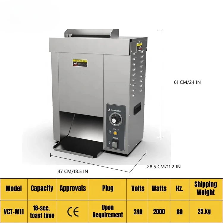 Vertical Contact Conveyor Bun Toaster Machine with Adjustable Thermostat Control for Restaurant