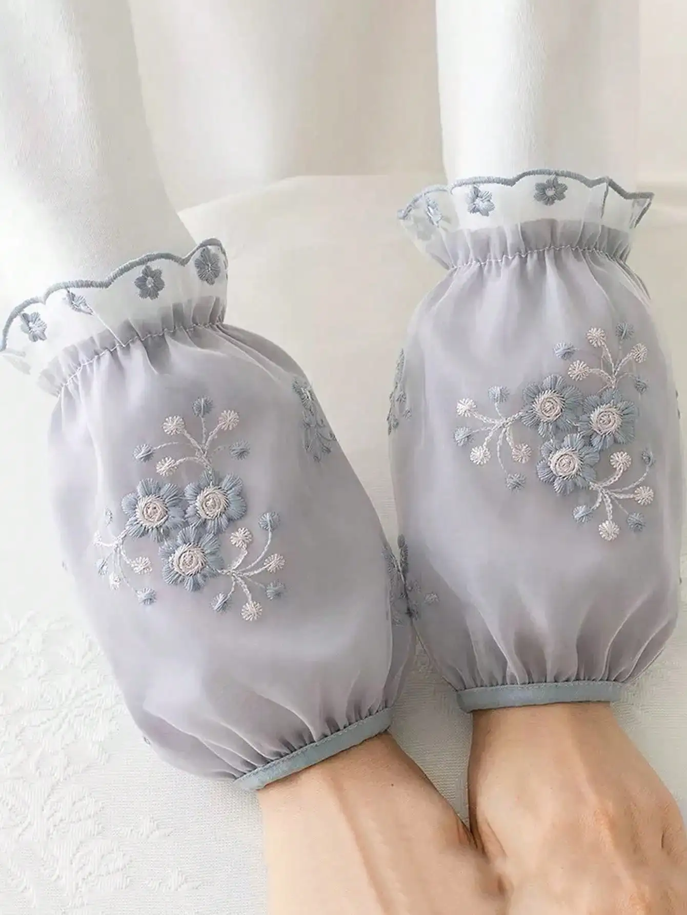 زوج واحد من أكمام الدانتيل الصغيرة ذات الأزهار، والإكسسوارات المنزلية #4