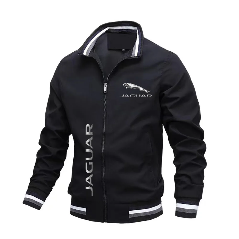 2023 Spring and Autumn New Jaguar Long Sleeve Casual Jacket Fashion Men\'s Jacket Jaguar Car Logo Printed Trench Jacket European