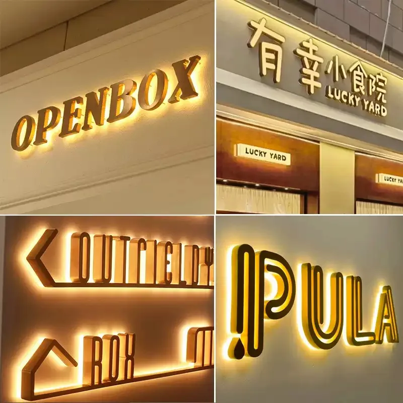 Custom LED Illuminated Signs 3D Metal Letters Business Logo Backlit Signage Channel Storefront Sign For Outdoor Dropshipping