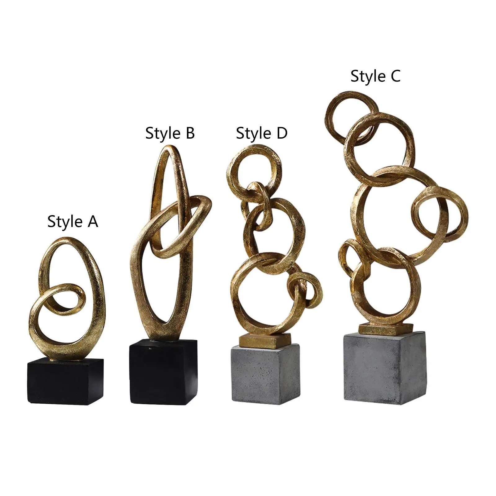 

Resin Figurine Gift Collection with Base Decorative Circular Ring Statue Sculpture for Bedroom Indoor Hallway Desktop Fireplace