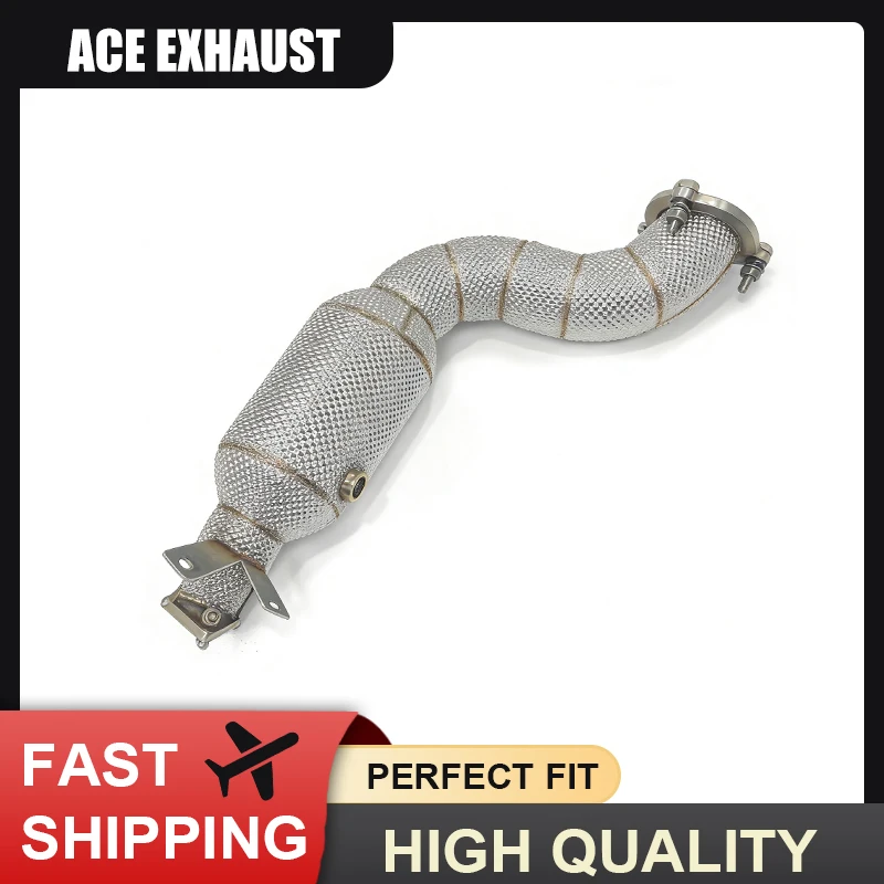 

For Mercedes-Benz C180 C200 C250 C260 W204 SUS304 Exhaust High Flow Downpipe With Heat Shield High Performance Exhaust Pipe