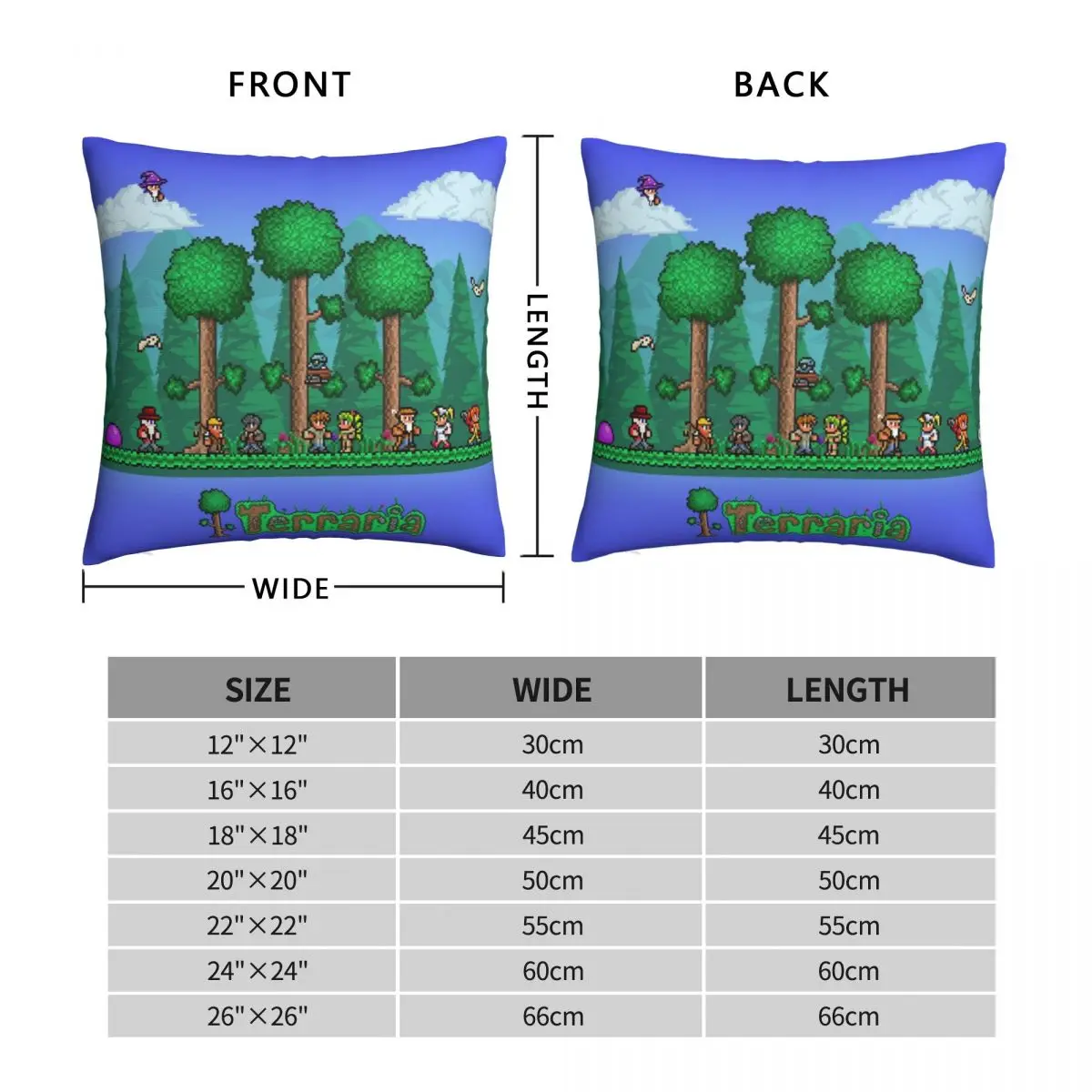 Terraria Indie Game Square Pillowcase Polyester Linen Velvet Printed Zip Decor Throw Pillow Case Home Cushion Cover