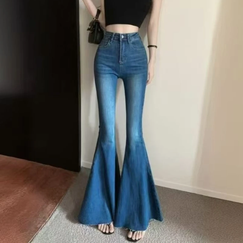 Vintage Slim Skinny Jeans Women Denim Pants Tight Trousers Autumn Spring Fashion Female Elastic Flare Jeans Casual Flare Pants