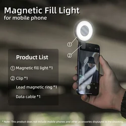 Magnetic Mini LED Fill Light Portable Vlog Bright Lamp for Mobile Phone Computers Selfie Live Streaming Photography Accessories