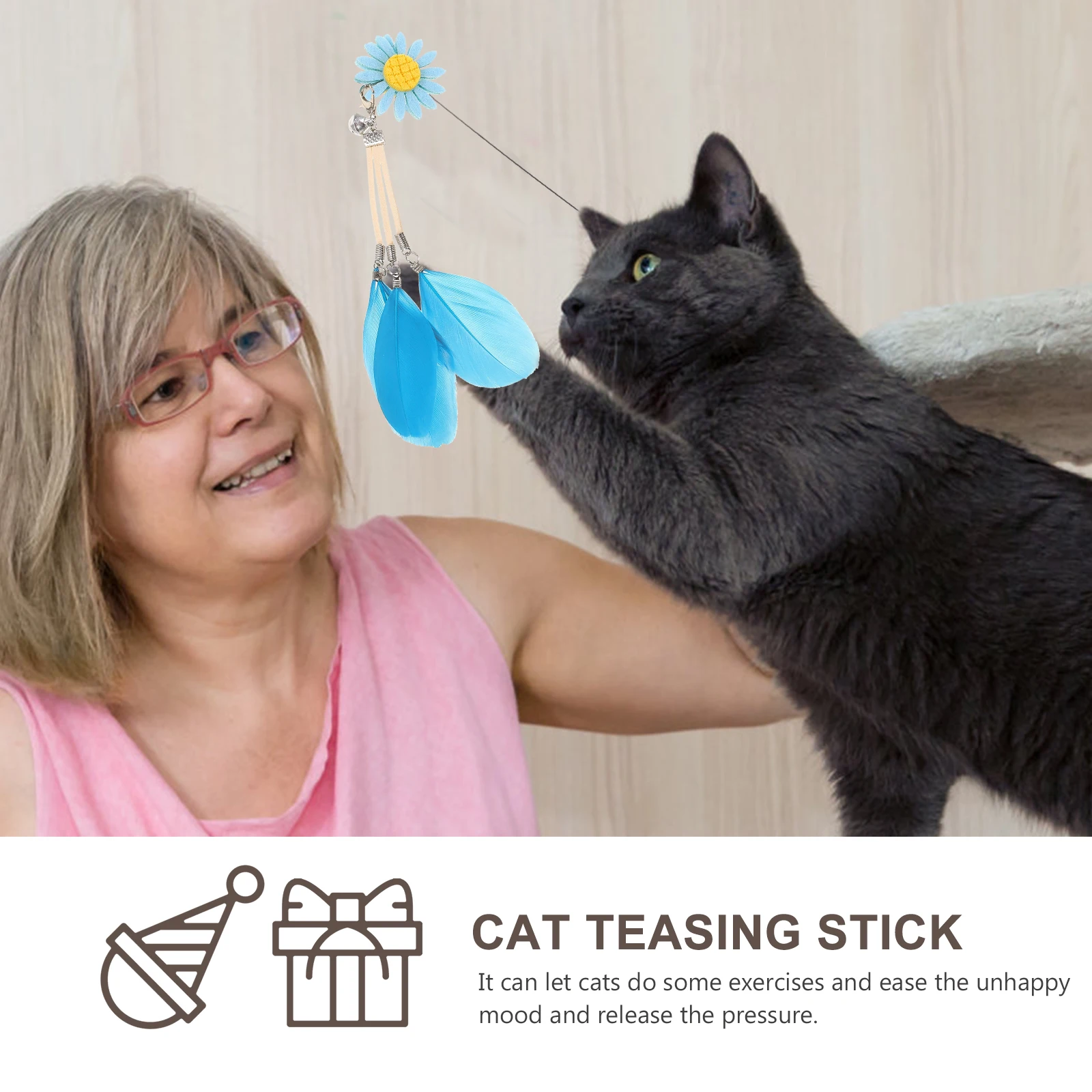 

3pcs Cat Teaser Stick Set With Bell Interactive Cat For Indoor Play Kitten Training Games Flirting Sticks