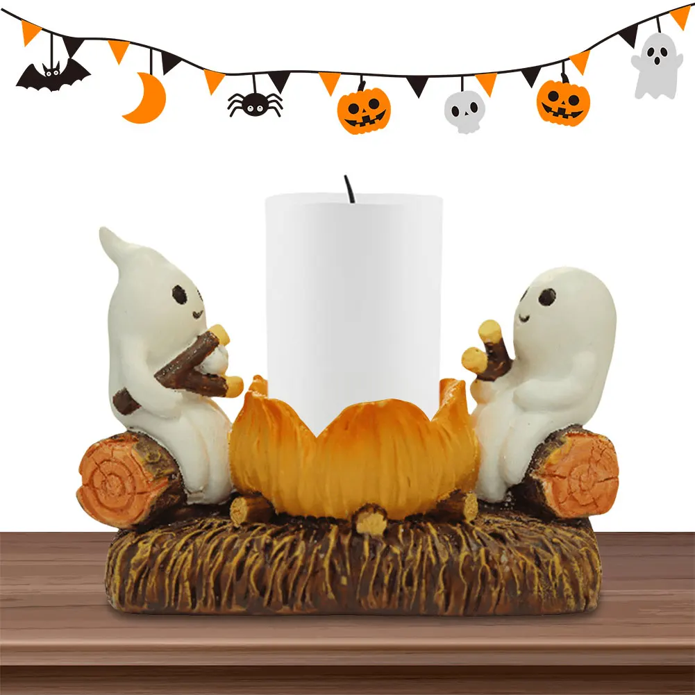 

Ghost Campfire Flickering Candle Holder Spooky Ghost Roasting Marshmallows Candle Holder Tealight Holder Halloween Decorations