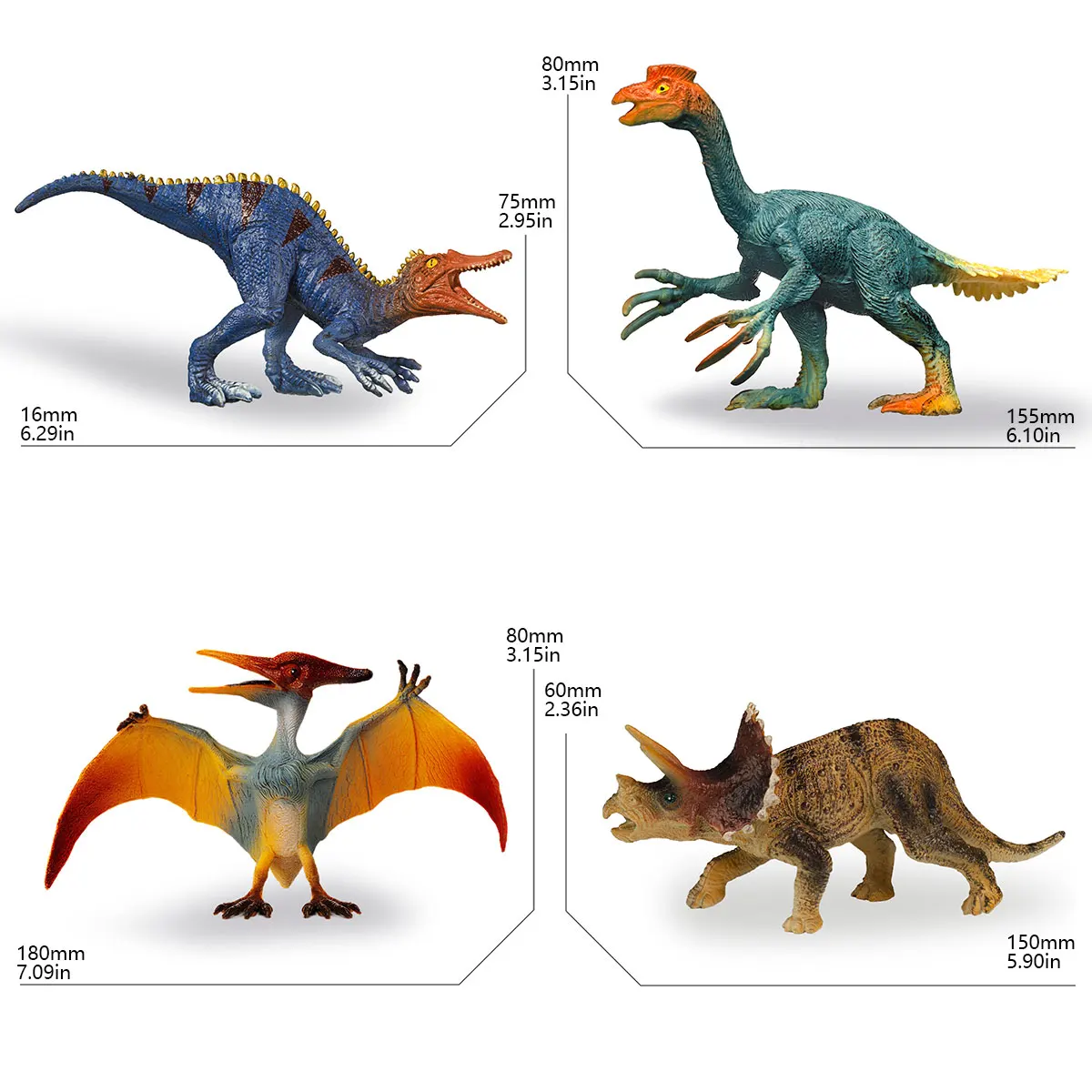 8 dinossauros simulados em PVC sólido |   Versão pintada |   Conhecimento sobre animais |   Iluminação Animal Infantil |   Brinquedos Cognitivos Interativos Pai-Filho |   Ensino do jardim de infância |   Presentes de verão para festa de aniversário infantil |   Pterossauro Tiranossauro |   Ornamentos decorativos
