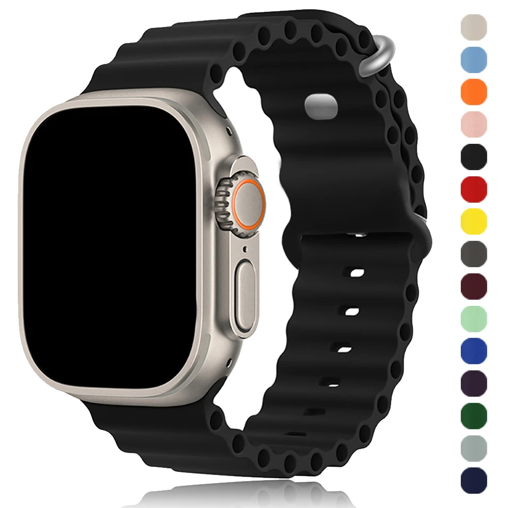 Ocean strap for Apple Watch Ultra 2 Band 49mm 10 9 8 7 46mm 42mm 45mm 41mm Silicone Bracelet Wristband iWatch 6 5 4 3 SE 44mm