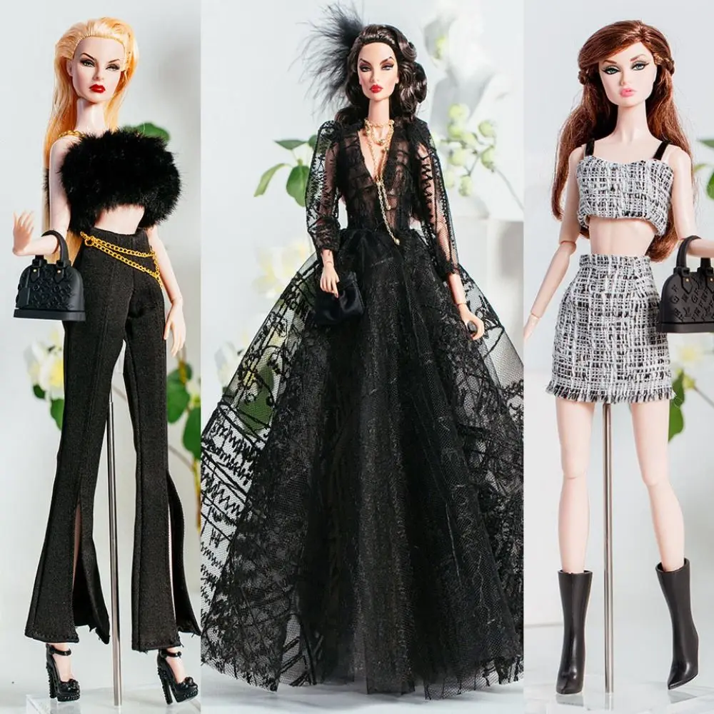 

European Fashion Doll Clothes Suit Exquisite Luxurly Black Lace Dress Set 6 Styles DIY Toy Accessories