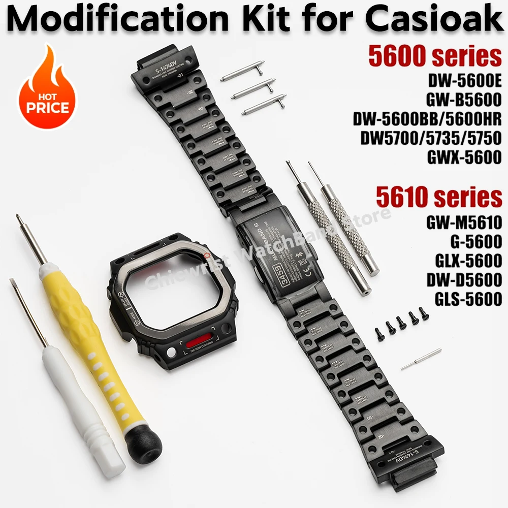 

Титановый модификационный комплект для Casioak DW-5600 GW-5000: металлический ремешок, корпус и безель для GW-M5610 GLS5600, корпус из нержавеющей стали