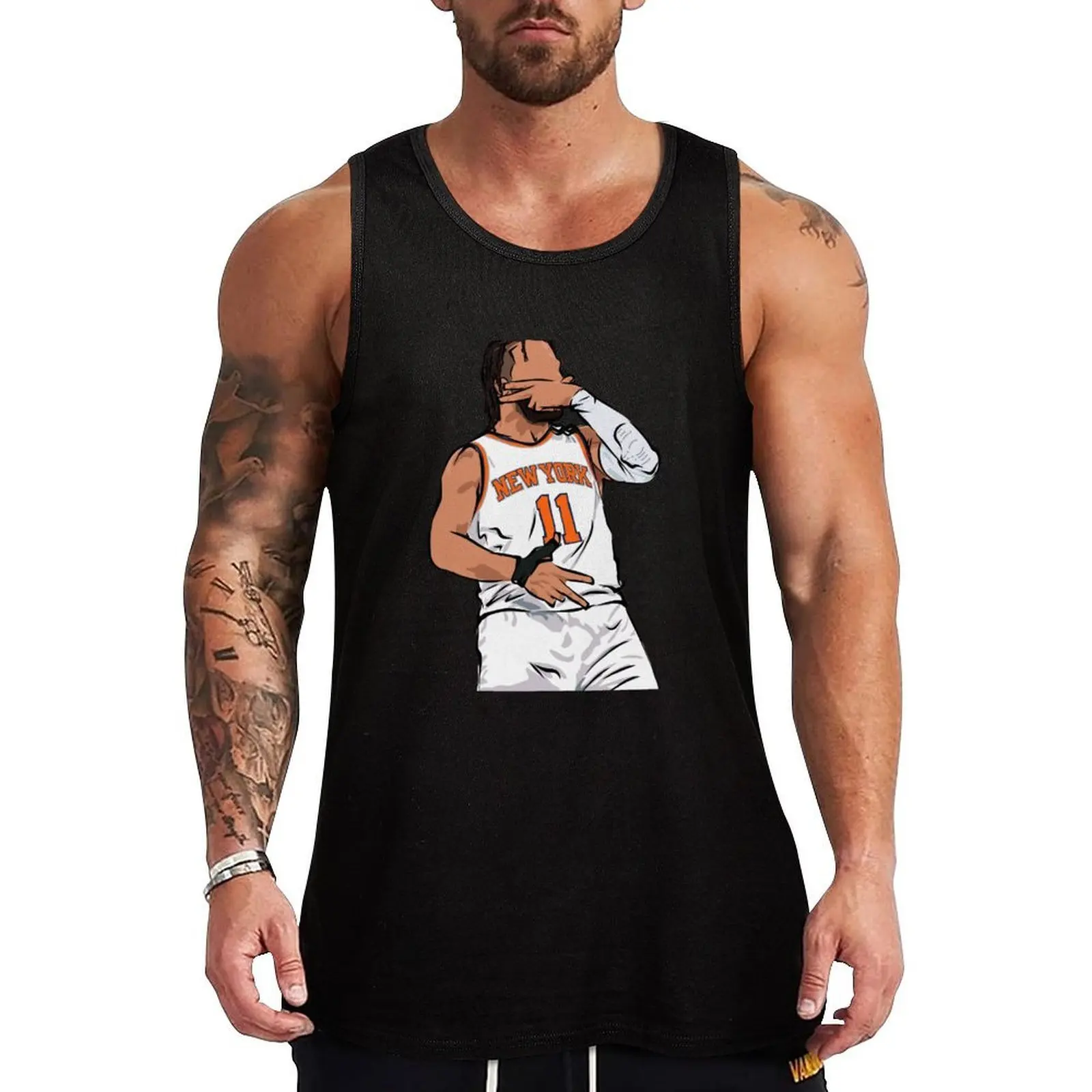

Jalen Brunson Celebration Sketch Tank Top man vest gym sleeveless gym shirt man fitness
