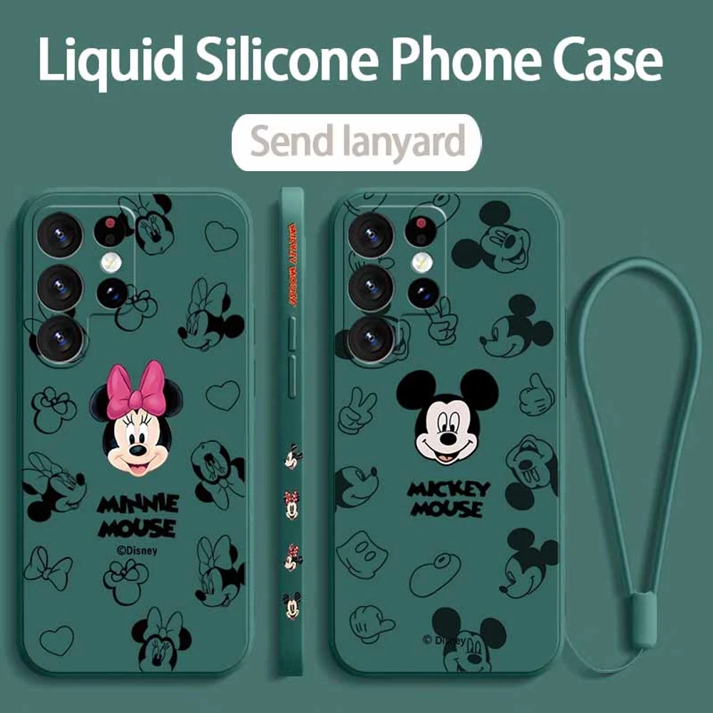 Minnie Mickey For Samsung S26 S25 Edge S24 S23 S22 S21 S20 FE Ultra Plus Lite Liquid Left Rope Phone Case view 6